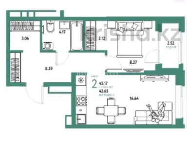 2-комнатная квартира · 45.5 м² · 2/16 этаж, А Креневского 3 за 33 млн ₸ в Тюмени