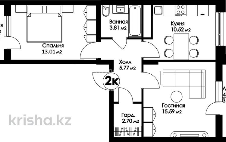 2-бөлмелі пәтер · 56.65 м² · 5/9 қабат, Нажимеденова — A426, бағасы: 26.8 млн ₸ в Астане, Сарайшык р-н — фото 2
