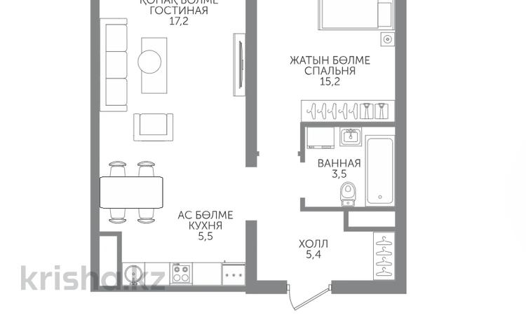 2-комнатная квартира · 48.3 м² · 7/15 этаж, Райымбека 210/27 за ~ 33.8 млн ₸ в Алматы, Алмалинский р-н — фото 2