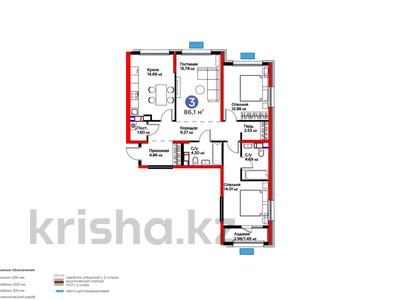 3-комнатная квартира · 86 м², Толеметова, возле DENDRO SAYABAQ — Скидка 20% за ~ 36.3 млн ₸ в Шымкенте, Абайский р-н