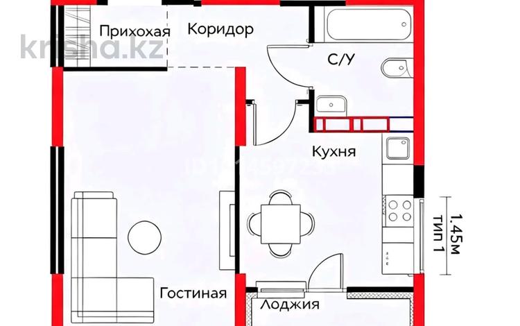 1-бөлмелі пәтер · 40 м² · 9/9 қабат, Райымбека 219Б, бағасы: 35 млн ₸ в Алматы, Жетысуский р-н — фото 2