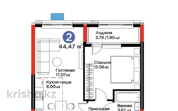 2-бөлмелі пәтер · 44.5 м² · 2/14 қабат, Е 915 19, бағасы: 27 млн ₸ в Астане, Есильский р-н — фото 5