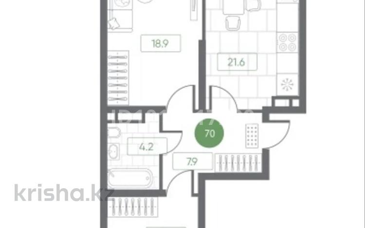 3-бөлмелі пәтер · 70 м² · 3/6 қабат, Участок 2032, бағасы: 28.8 млн ₸ в Алматы — фото 3