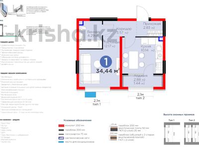 1-комнатная квартира · 35 м² · 1/6 этаж, Кайрат микрорайон 716/16 за 26.5 млн ₸ в Алматы, Турксибский р-н