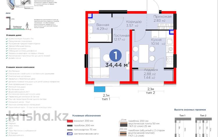 1-комнатная квартира · 35 м² · 1/6 этаж, Кайрат микрорайон 716/16 за 26.5 млн ₸ в Алматы, Турксибский р-н — фото 2