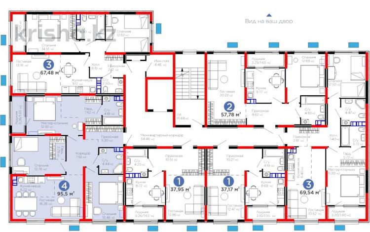 4-комнатная квартира · 95.5 м² · 5/6 этаж, Тараз 8/1 за ~ 49.7 млн ₸ в Алматы, Турксибский р-н — фото 2
