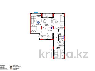 3-бөлмелі пәтер · 90 м² · 9/9 қабат, Туран 57д, бағасы: 70 млн ₸ в Астане, Нура р-н