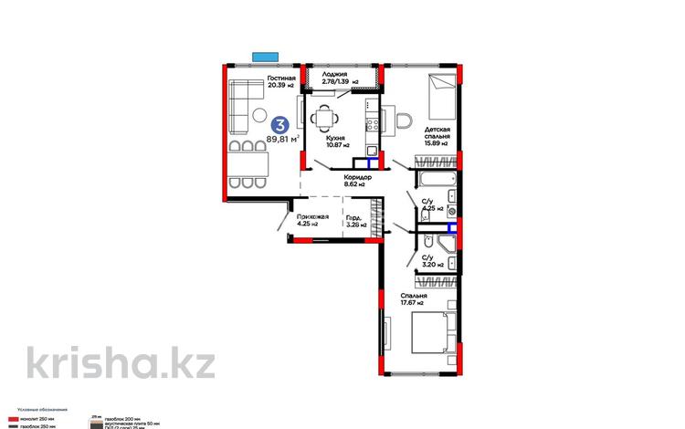 3-бөлмелі пәтер · 90 м² · 9/9 қабат, Туран 57д, бағасы: 70 млн ₸ в Астане, Нура р-н — фото 12