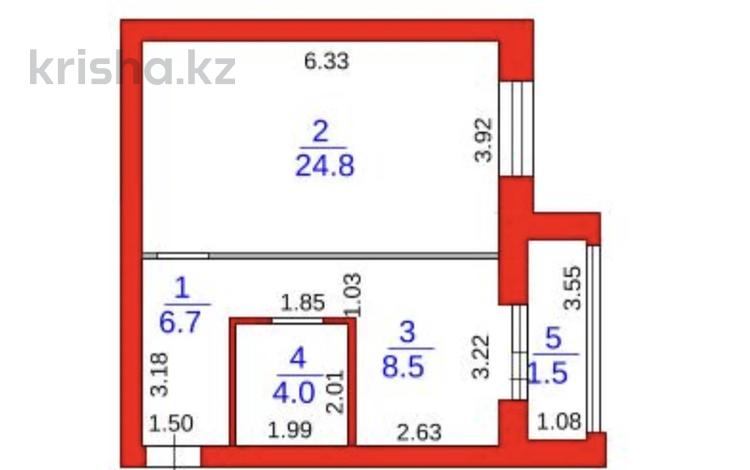 1-бөлмелі пәтер · 45.5 м² · 3/5 қабат, Михайловка ш/а., Анжерская 44Б, бағасы: ~ 22.6 млн ₸ в Караганде, Казыбек би р-н — фото 2