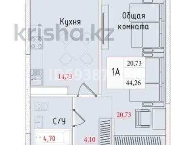 1-комнатная квартира, 44.26 м², 2/6 этаж, С.Датулы, уч.№100 2 за 14.9 млн 〒 в 