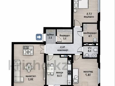 3-комнатная квартира · 90 м² · 7/9 этаж, Мангилик Ел за 45 млн ₸ в Астане, Есильский р-н