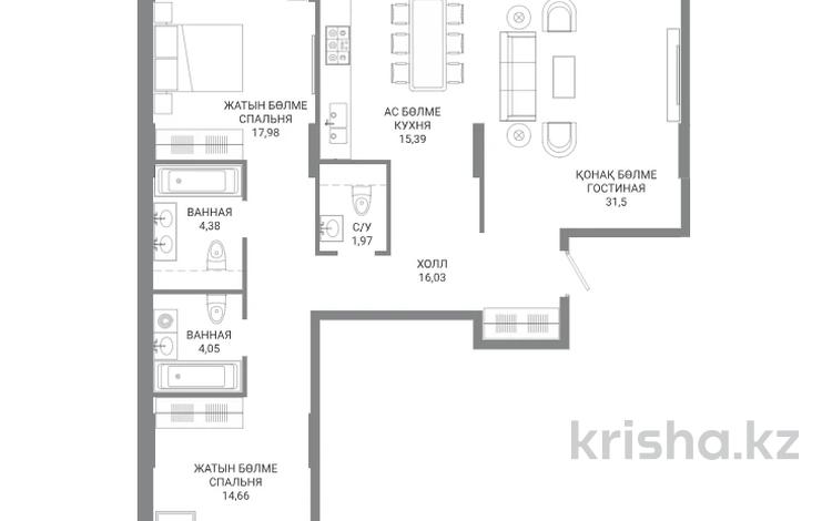 3-комнатная квартира · 107.76 м² · 9/14 этаж, А 32 2Б — БЕЗ КОМИССИИ / ЕСТЬ ОГРОМНЫЙ ВЫБОР / ЗВОНННИИТТЕЕ за ~ 95.6 млн ₸ в Астане, Сарайшык р-н — фото 18