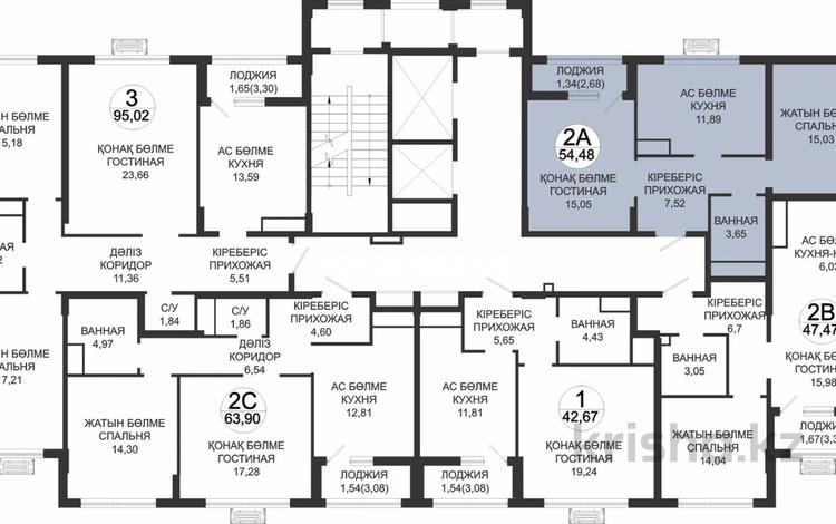 2-бөлмелі пәтер · 54.48 м² · 5/12 қабат, Туран 39, бағасы: ~ 48 млн ₸ в Астане, Нура р-н — фото 2