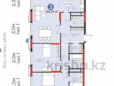 4-бөлмелі пәтер · 129 м² · 3/20 қабат, Кайым Мухамедханов 6/1, бағасы: 105 млн ₸ в Астане, Нура р-н