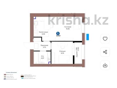 1-бөлмелі пәтер · 42.19 м², Шафика Чокина 4, бағасы: 25 млн ₸ в Астане, Нура р-н