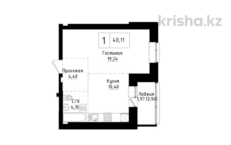 1-бөлмелі пәтер · 40.11 м² · 6/9 қабат, А83 участок 11, бағасы: ~ 12.8 млн ₸ в Астане, Алматы р-н — фото 2