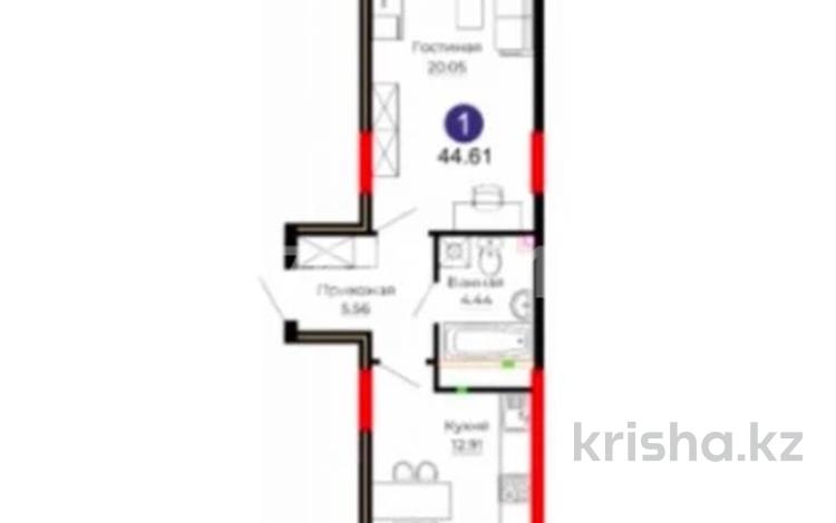 1-комнатная квартира · 44.62 м² · 8/17 этаж, Ермек Серкебаев 22 за 22.8 млн 〒 в Астане, Сарыарка р-н — фото 7