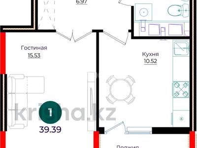 1-комнатная квартира · 39.39 м² · 12/17 этаж, Е 882 10 за 24 млн ₸ в Астане, Нура р-н