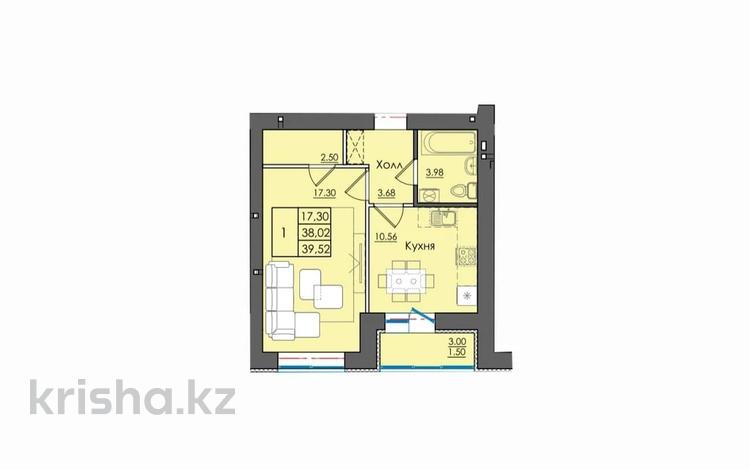 1-комнатная квартира, 39.52 м², 2/9 этаж, микрорайон Береке 142/1 за ~ 15 млн 〒 в Костанае — фото 11