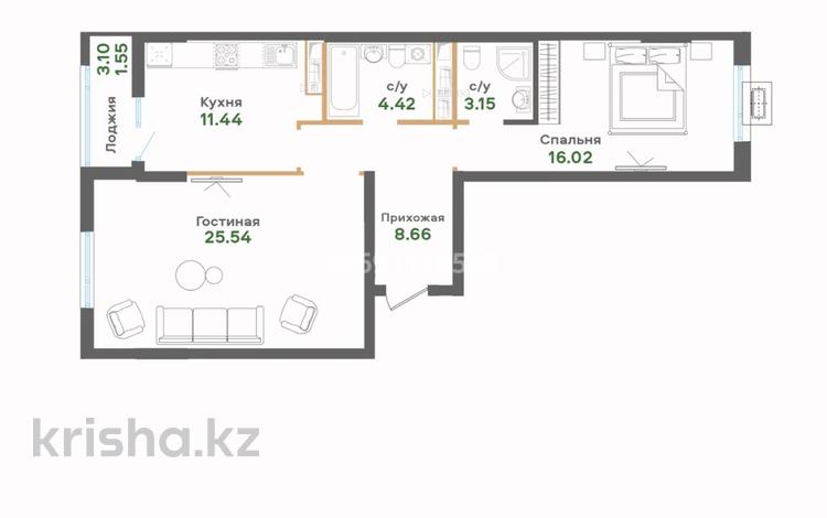 2-комнатная квартира, 71 м², 15/17 этаж, Ш.Калдаякова за 27 млн 〒 в Астане, Алматы р-н — фото 7