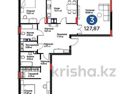 3-бөлмелі пәтер · 128 м² · 3/9 қабат, Конаева 5 — Кунаева, бағасы: 135 млн ₸ в Астане, Есильский р-н