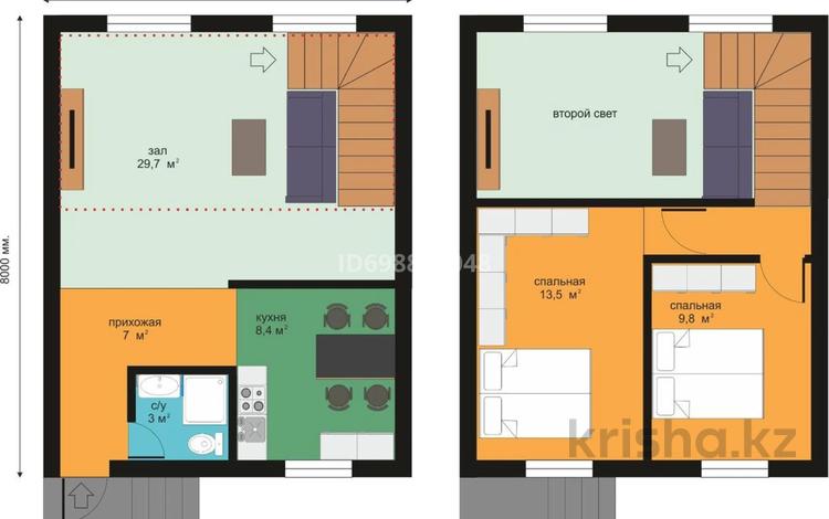 2-бөлмелі пәтер · 74 м² · 1/2 қабат, Абиша Базильбаева, бағасы: 30 млн 〒 в Туздыбастау (Калинино) — фото 2