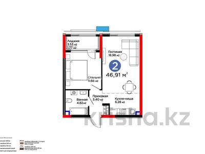 2-комнатная квартира · 46.91 м² · 2/9 этаж, Е-899 7 за 44.5 млн ₸ в Астане, Есильский р-н