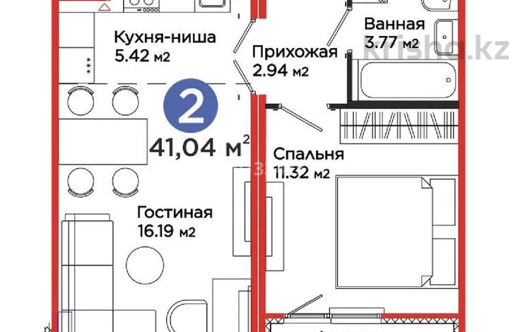 2-комнатная квартира · 41 м² · 4/9 этаж, Кайым Мухамедханов 41д — Айтматова за 270 000 ₸ в Астане, Нура р-н — фото 2
