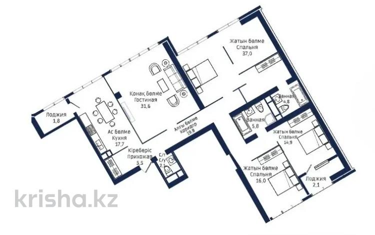 4-комнатная квартира · 162 м² · 19/33 этаж, Аль-фараби 15/1 за ~ 137.9 млн ₸ в Алматы, Бостандыкский р-н — фото 2