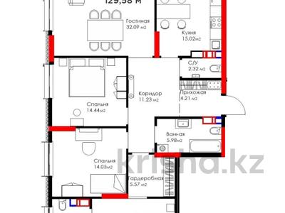 4-комнатная квартира, 130 м², 9/12 этаж, Турар Рыскулов 1 за 77 млн 〒 в Астане, Есильский р-н