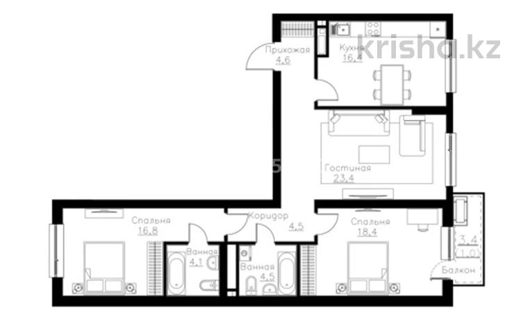 3-комнатная квартира · 94 м² · 7/9 этаж, Ауэзова 3г/2 за 72 млн ₸ в Алматы, Алмалинский р-н — фото 2