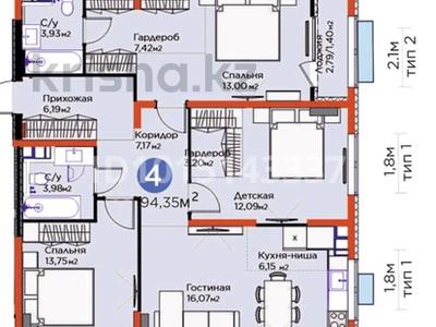 4-комнатная квартира · 95.5 м² · 2/6 этаж, Кайрат микрорайон за 55 млн ₸ в Алматы, Турксибский р-н