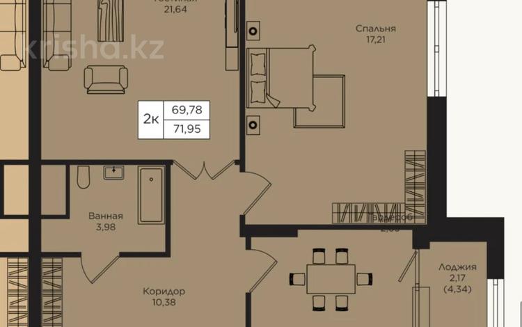 2-бөлмелі пәтер · 72.2 м², Кошкарбаева 1/6, бағасы: 64.5 млн ₸ в Астане, Алматы р-н — фото 10