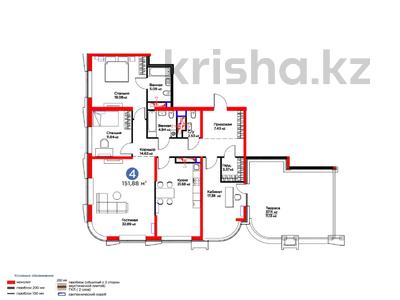 4-бөлмелі пәтер · 152 м², Кунаева, бағасы: 193.4 млн ₸ в Шымкенте, Аль-Фарабийский р-н