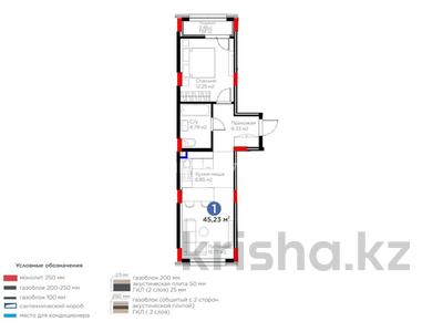2-бөлмелі пәтер · 45.23 м² · 2/9 қабат, Аль-Фараби 46/24, бағасы: 24.3 млн ₸ в Астане, Есильский р-н