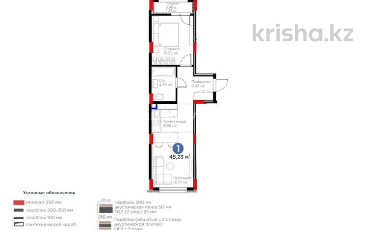 2-бөлмелі пәтер · 45.23 м² · 2/9 қабат, Аль-Фараби 46/24, бағасы: 24.3 млн ₸ в Астане, Есильский р-н — фото 2