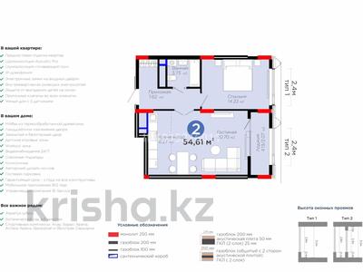 2-бөлмелі пәтер · 55 м² · 6/8 қабат, Бухар жырау 20A, бағасы: ~ 50 млн ₸ в Астане, Нура р-н