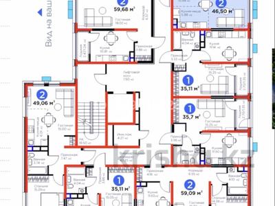 2-комнатная квартира · 46.56 м² · 4/6 этаж, мкр Дарабоз, Бауыржана Момышулы 11/12а за 35 млн ₸ в Алматы, Алатауский р-н