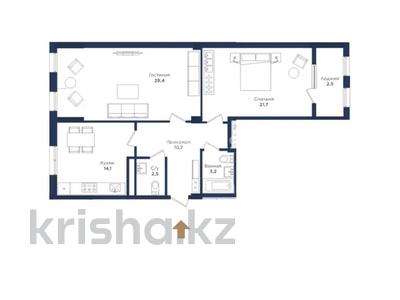 2-бөлмелі пәтер · 84.2 м² · 6/10 қабат, Азильхан Нуршаихов 6, бағасы: 46 млн ₸ в Астане, Нура р-н