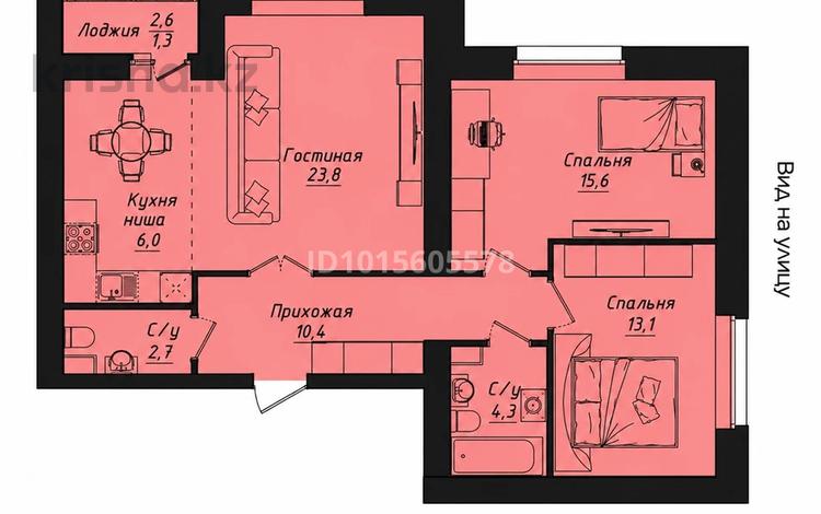 3-комнатная квартира · 77.2 м² · 12/12 этаж, Улы дала 40 за 35.5 млн ₸ в Астане, Нура р-н — фото 2