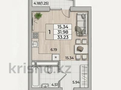 1-бөлмелі пәтер · 34.1 м² · 2/5 қабат, Карасай батыра, бағасы: 18.9 млн ₸ в 