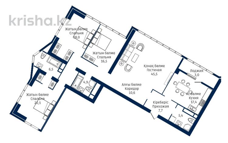 4-бөлмелі пәтер · 156.2 м² · 8/33 қабат, Аль-фараби, бағасы: 118 млн 〒 в Алматы, Бостандыкский р-н — фото 2