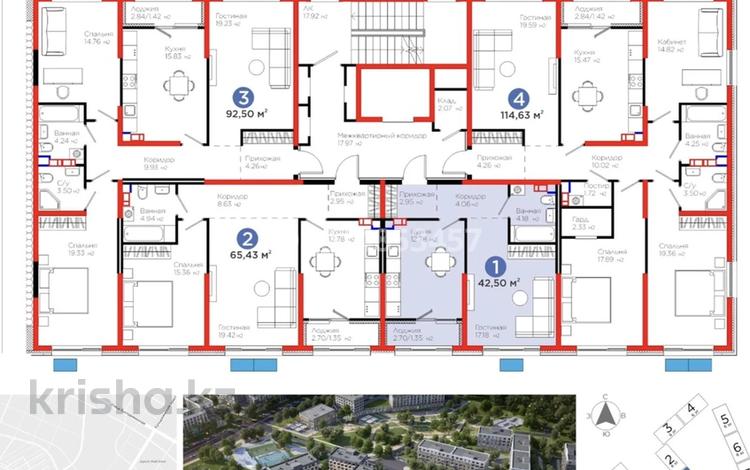 1-бөлмелі пәтер · 42.5 м² · 5/6 қабат, Тараз, бағасы: 33.5 млн ₸ в Алматы, Турксибский р-н — фото 2