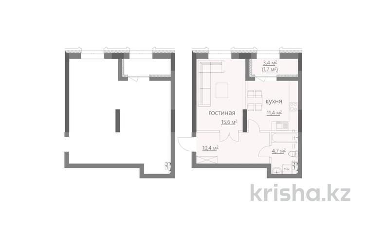 1-комнатная квартира · 45.3 м², мкр Новый Город, ​Улица Комиссарова 27 за ~ 34.9 млн ₸ в Караганде, Казыбек би р-н — фото 2