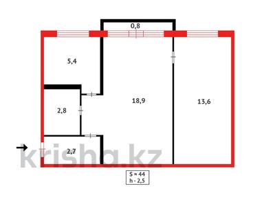 2-комнатная квартира · 45 м² · 5/5 этаж, мкр Юго-Восток, Дюсембекова 43 за 13.2 млн ₸ в Караганде, Казыбек би р-н