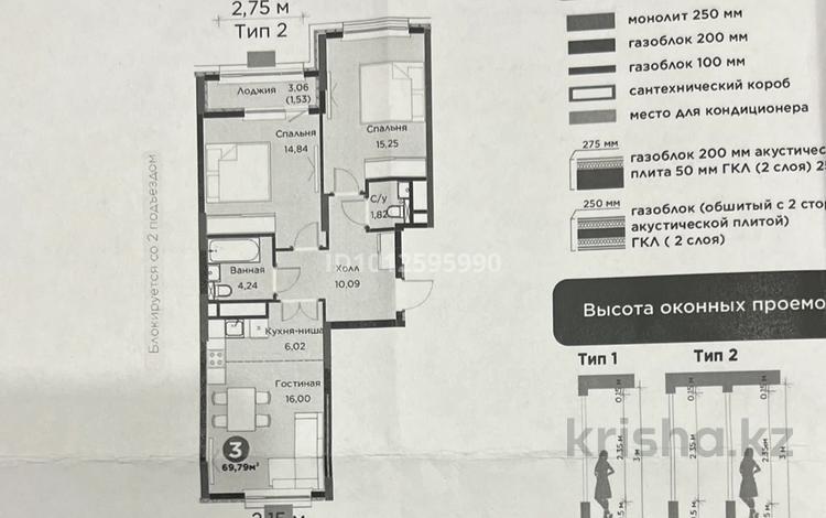 3-комнатная квартира · 70 м² · 13/14 этаж, Улы Дала 14 за 45.8 млн ₸ в Астане, Нура р-н — фото 3