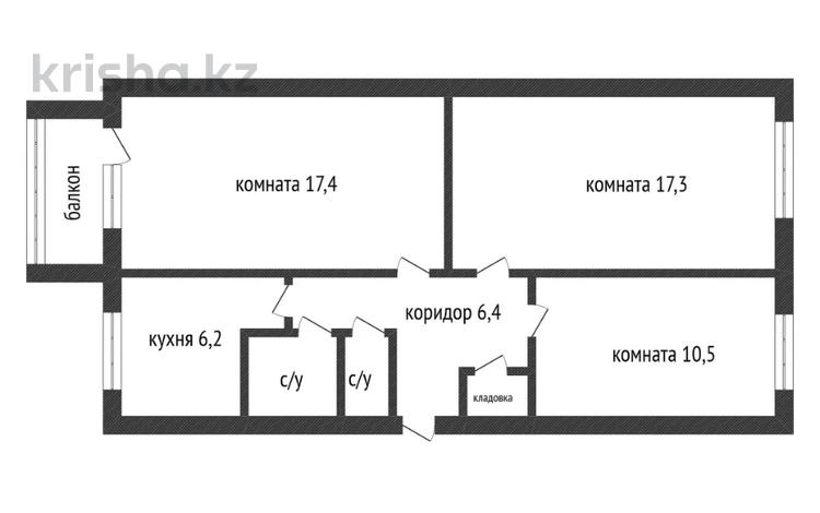 3-бөлмелі пәтер · 61.8 м² · 5/5 қабат, Каирбекова, бағасы: 18.4 млн ₸ в Костанае — фото 2