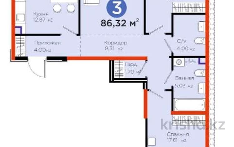 3-бөлмелі пәтер · 86.32 м² · 2/6 қабат, Тараз, бағасы: ~ 69.1 млн ₸ в Алматы, Турксибский р-н — фото 3