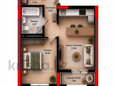 2-бөлмелі пәтер · 42 м² · 3/14 қабат, Пр. Улы Дала, между ул. Толе би и ул. Ч. Айтматова 908, бағасы: ~ 22 млн ₸ в Астане, Нура р-н