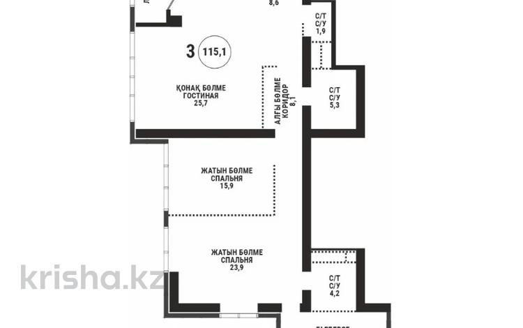 3-комнатная квартира · 115.1 м² · 22/33 этаж, Аль-фараби 9 — Юрия Померанцева за 113 млн ₸ в Алматы, Бостандыкский р-н — фото 2